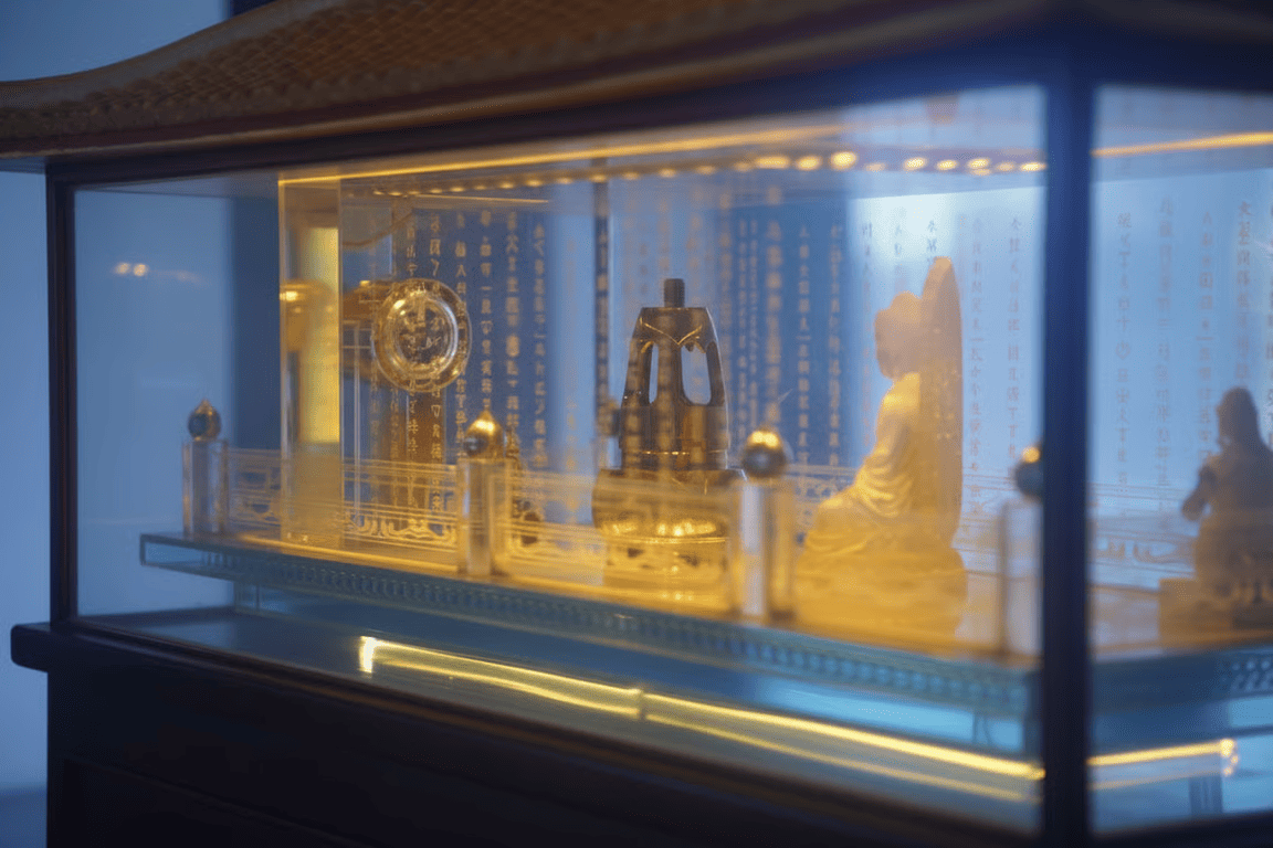 Visitors can admire the Sacred Buddha Relics at the seven-story glass pagoda